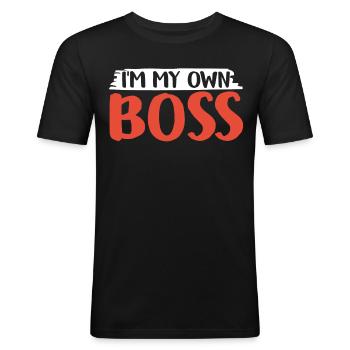 Ich Bin Mein Eigener Chef CEO Unternehmer Gründer - Männer Slim Fit T-Shirt - Schwarz - Vorne - Nik (191cm)