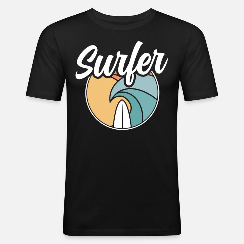 Surfer Planche de surf Surf - T-shirt près du corps Homme - noir
