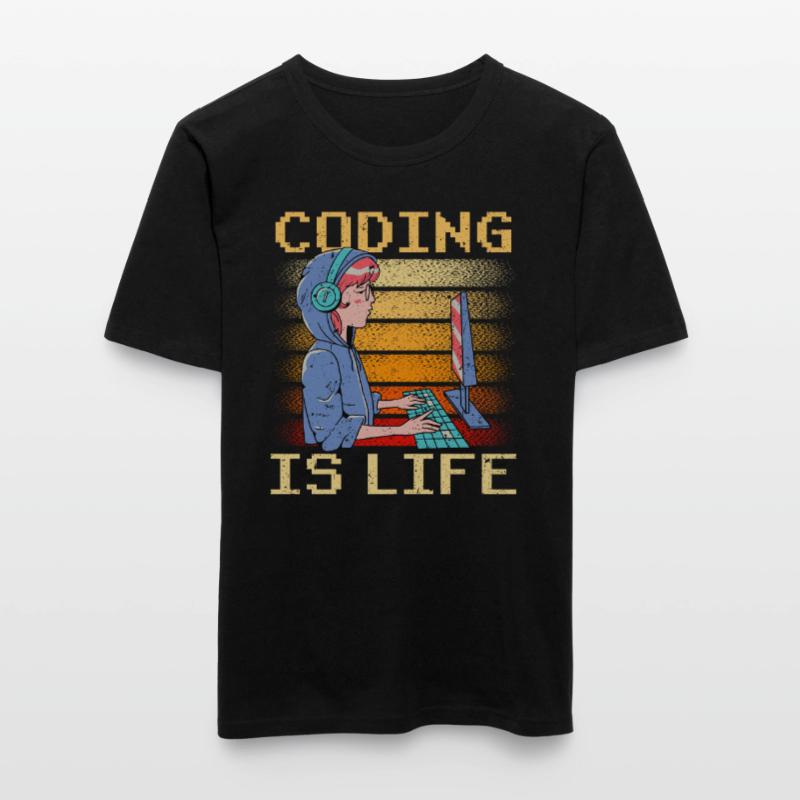 Coding is Life Coder Code Programmer Men's Slim Fit T-Shirt