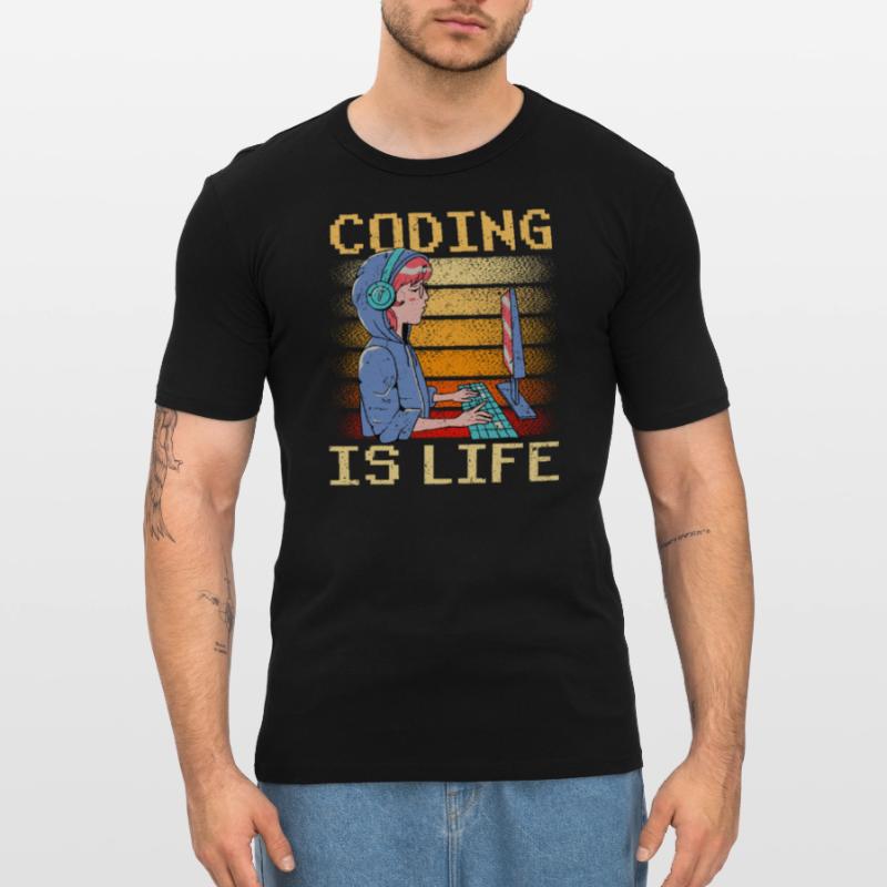 Coding is Life Coder Code Programmer Men's Slim Fit T-Shirt