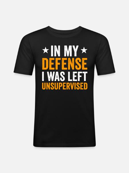 Left unattended in my defense - Men's Slim Fit T-Shirt - black