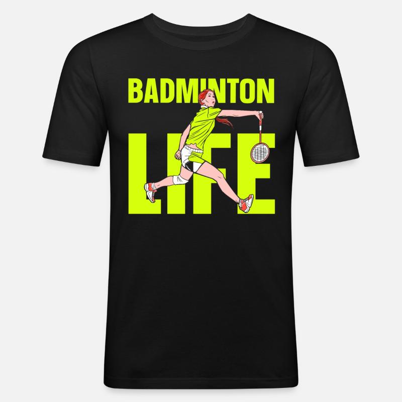 Badminton Leben Mama Mädchen Badmintonspieler - Männer Slim Fit T-Shirt - Schwarz