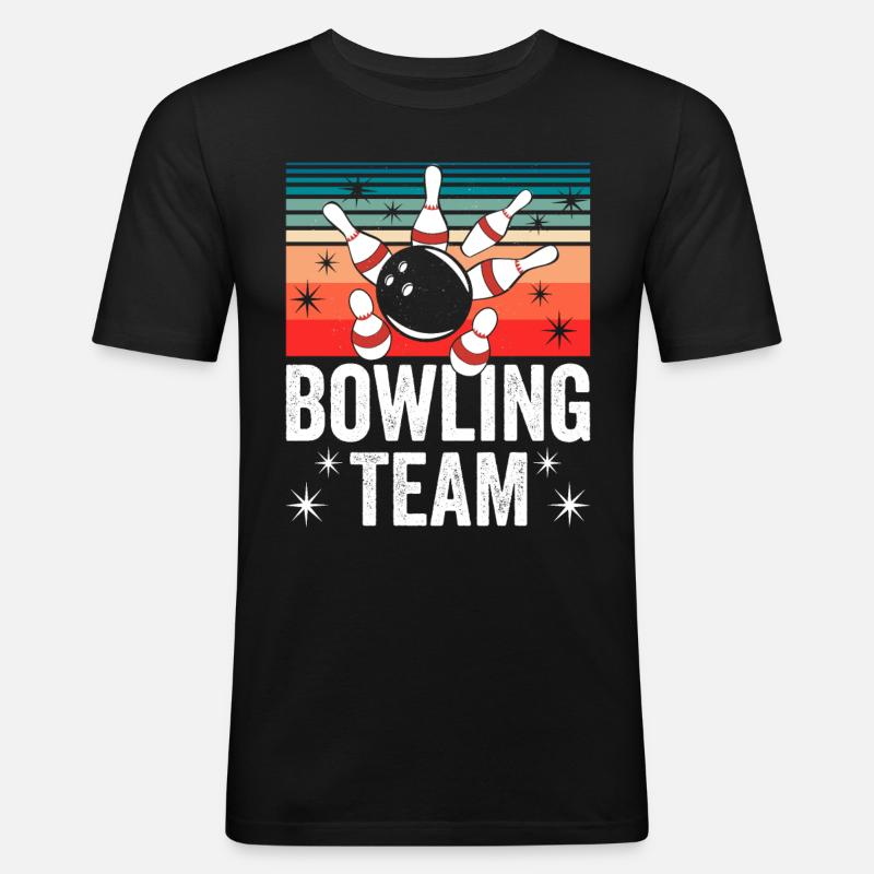 Bowling Team Bowler Mannschaft Hobby - Männer Slim Fit T-Shirt - Schwarz