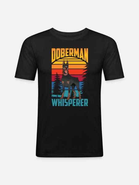 Doberman Whisperer Dogs Dobermans Doberman - Men's Slim Fit T-Shirt - black