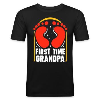 Das Erste Mal Opa Erstes Mal Großeltern Süß - Männer Slim Fit T-Shirt - Schwarz - Vorne - Nik (191cm)