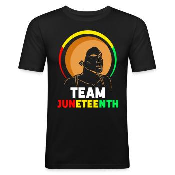Team Juneteenth 1865 African American Black - Männer Slim Fit T-Shirt - Schwarz - Vorne - Nik (191cm)