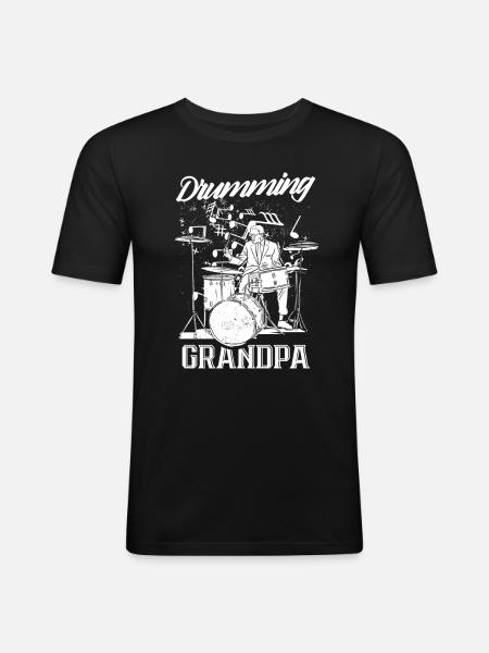 Drummer Grandpa Drums Playing Drums - Men's Slim Fit T-Shirt - black