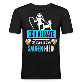 Junggesellenabschied T-Shirt Bräutigam JGA Poltern - Männer Slim Fit T-Shirt - Schwarz - Vorne - Nik (191cm)