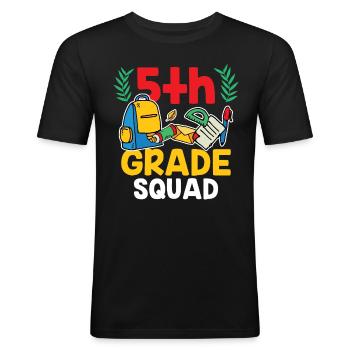Équipe de 5 classes École de cinquième année - T-shirt près du corps Homme - noir - Devant - Nik (191cm)