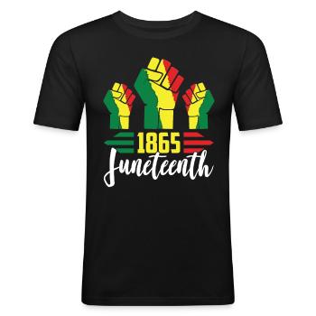 1865 Juneteenth Afrika African American Black - Männer Slim Fit T-Shirt - Schwarz - Vorne - Nik (191cm)