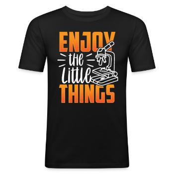 Profitez des petites choses Microscopes Microscope - T-shirt près du corps Homme - noir - Devant - Nik (191cm)