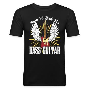 Born To Rock The Bass Guitare Bassiste Bassgitarre - T-shirt près du corps Homme - noir - Devant - Nik (191cm)