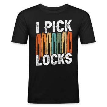 I Pick Locks Cracker Lock Lock Picking - T-shirt près du corps Homme - noir - Devant - Nik (191cm)