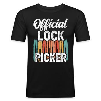 Serrure officielle Cracker Lock Pick Lock - T-shirt près du corps Homme - noir - Devant - Nik (191cm)