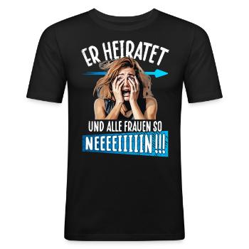 JGA T-Shirt Männer Junggesellenabschied poltern - Männer Slim Fit T-Shirt - Schwarz - Vorne - Nik (191cm)