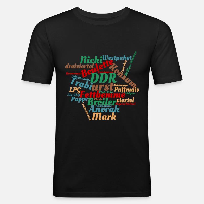 DDR Ostalgie Wörtersammlung - Männer Slim Fit T-Shirt - Schwarz