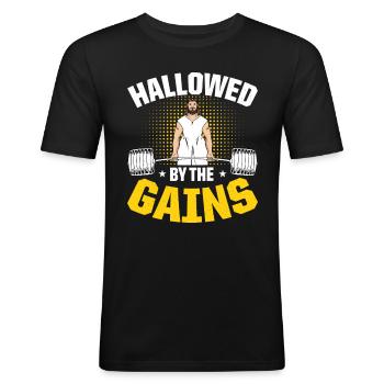 Jesus Fitness Training - T-shirt près du corps Homme - noir - Devant - Nik (191cm)