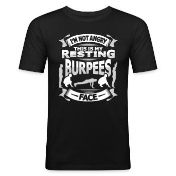 Burpees - T-shirt près du corps Homme - noir - Devant - Nik (191cm)