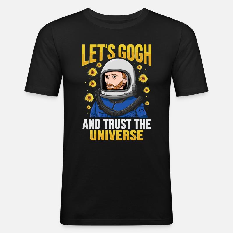 Van Gogh Astronaut - Männer Slim Fit T-Shirt - Schwarz