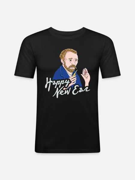 Van Gogh Ear Art - Men's Slim Fit T-Shirt - black