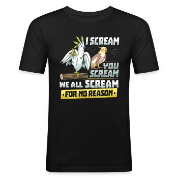 Tropischer Vogel Schrei Papageien Kakadu - Männer Slim Fit T-Shirt - Schwarz - Vorne - Nik (191cm)