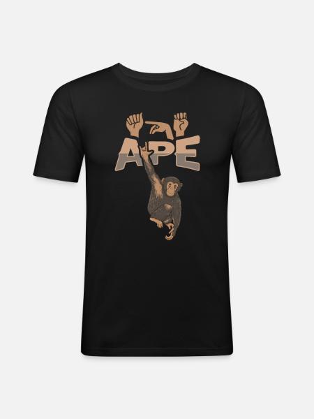 ILY Affe ASL Gebärdensprache - Männer Slim Fit T-Shirt - Schwarz