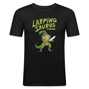 Larp Saurus T-REX RPG Role-playing game design for a - Men's Slim Fit T-Shirt - black - Front - Nik (191cm)