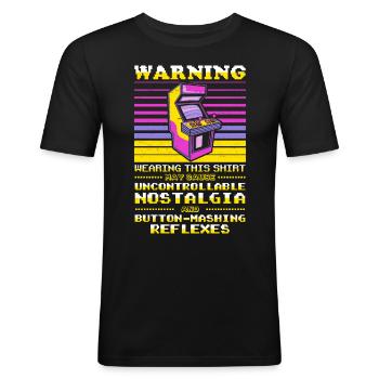 Lecteurs vidéo Retro Gamer Gaming Classic 80s - T-shirt près du corps Homme - noir - Devant - Nik (191cm)