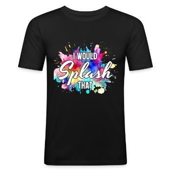 Peintre Toile Liquide Peinture Art Peinture - T-shirt près du corps Homme - noir - Devant - Nik (191cm)