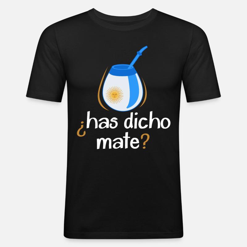 Argentinien-Flagge Argentinischer Yerba Mate Tee - Männer Slim Fit T-Shirt - Schwarz