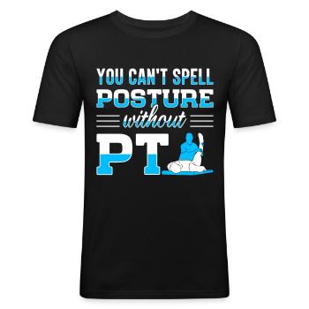 Emploi de physiothérapeute PT Physiotherapy - T-shirt près du corps Homme - noir - Devant - Nik (191cm)