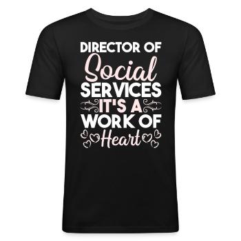 Profession : Directeur des services sociaux, Affaires sociales - T-shirt près du corps Homme - noir - Devant - Nik (191cm)