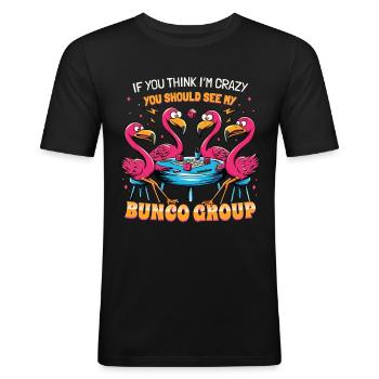 Si tu penses que je suis un flamant rose fou - T-shirt près du corps Homme - noir - Devant - Nik (191cm)