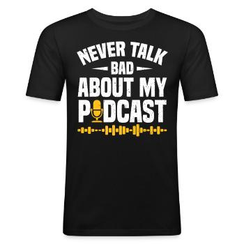 Podcaster Podcast - Men's Slim Fit T-Shirt - black - Front - Nik (191cm)