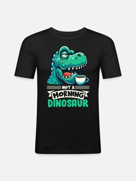 Grumpy Trex Dinosaur With - Men's Slim Fit T-Shirt - black