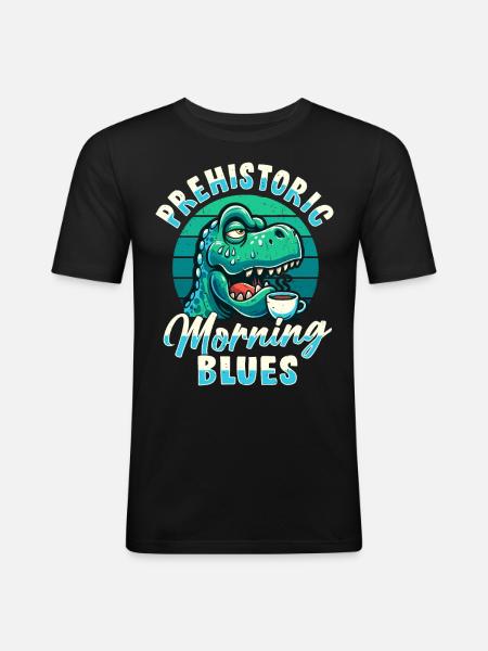 Grumpy Trex Dinosaur With - Men's Slim Fit T-Shirt - black