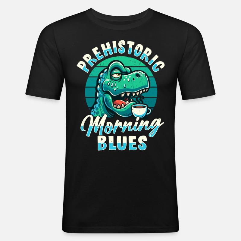 Grumpy Trex Dinosaur With - Men's Slim Fit T-Shirt - black