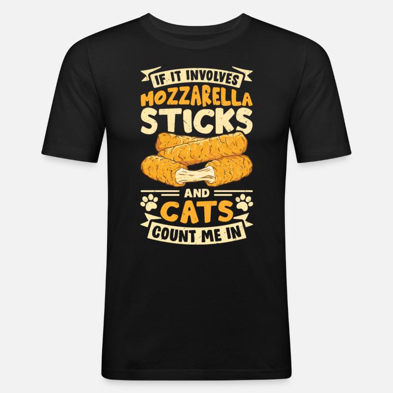Mozzarella Sticks Käse - Männer Slim Fit T-Shirt - Schwarz