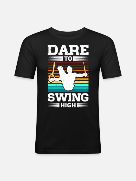 Ringturner Turnen - Männer Slim Fit T-Shirt - Schwarz