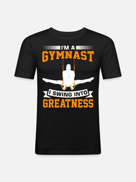 Ringturner Turnen - Männer Slim Fit T-Shirt - Schwarz