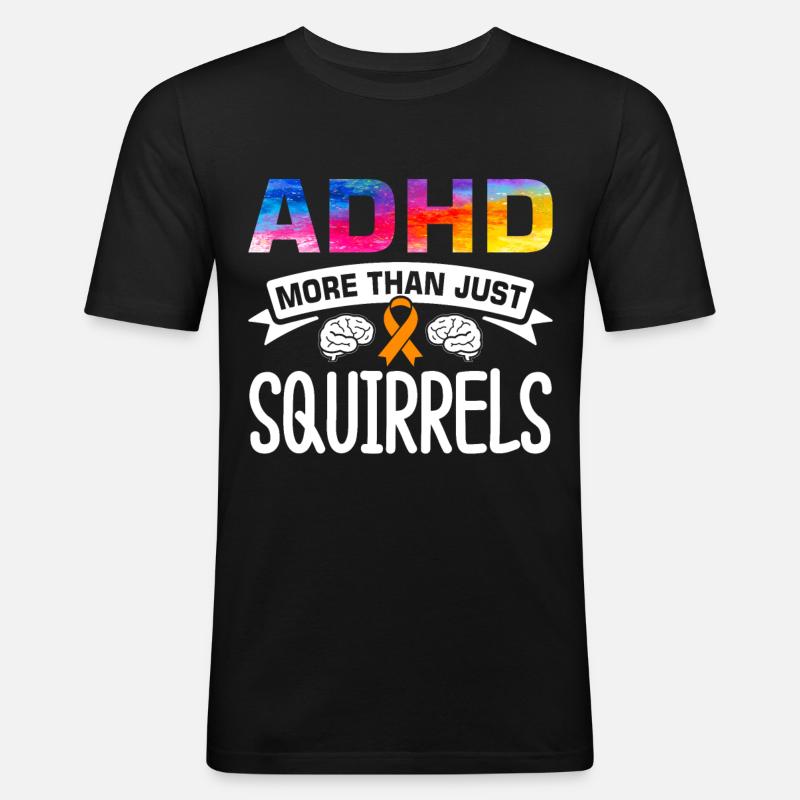 Witziger ADHS Spruch - Männer Slim Fit T-Shirt - Schwarz