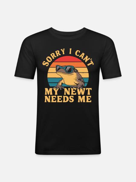 Witziger Molch Spruch - Männer Slim Fit T-Shirt - Schwarz