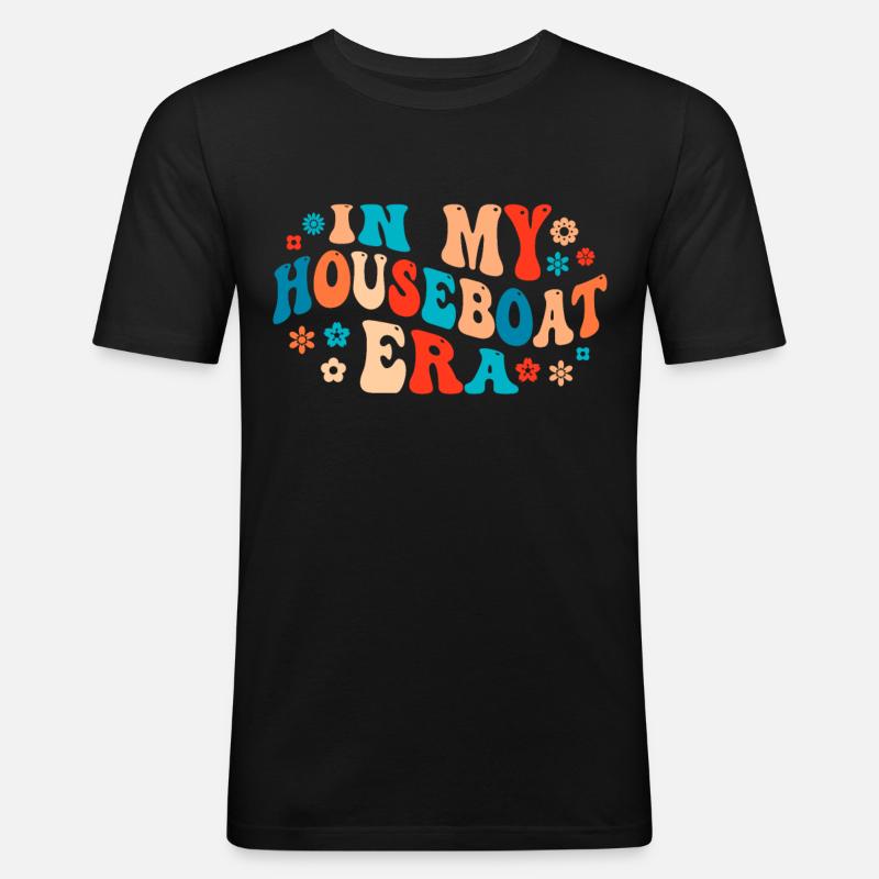 Witziger Hausboot Spruch - Männer Slim Fit T-Shirt - Schwarz