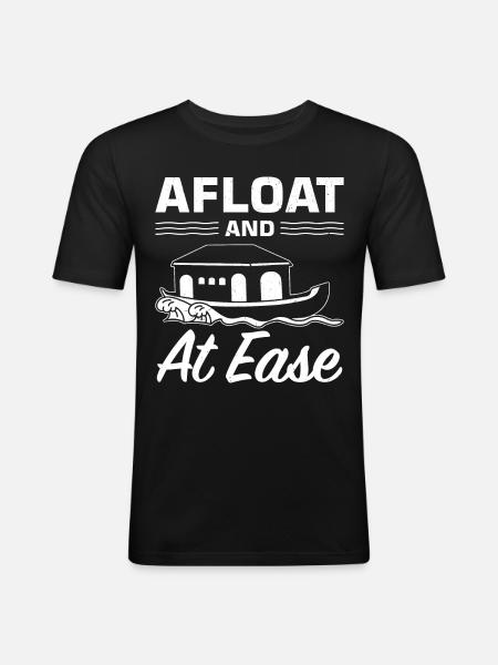 Witziger Hausboot Spruch - Männer Slim Fit T-Shirt - Schwarz