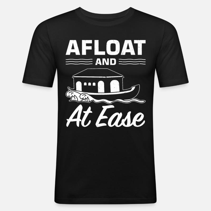 Witziger Hausboot Spruch - Männer Slim Fit T-Shirt - Schwarz