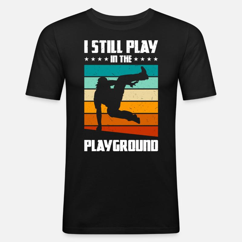 Witziger Parkour Spruch - Männer Slim Fit T-Shirt - Schwarz