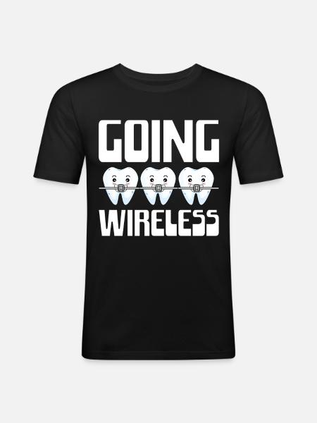 Funny braces saying - Men's Slim Fit T-Shirt - black