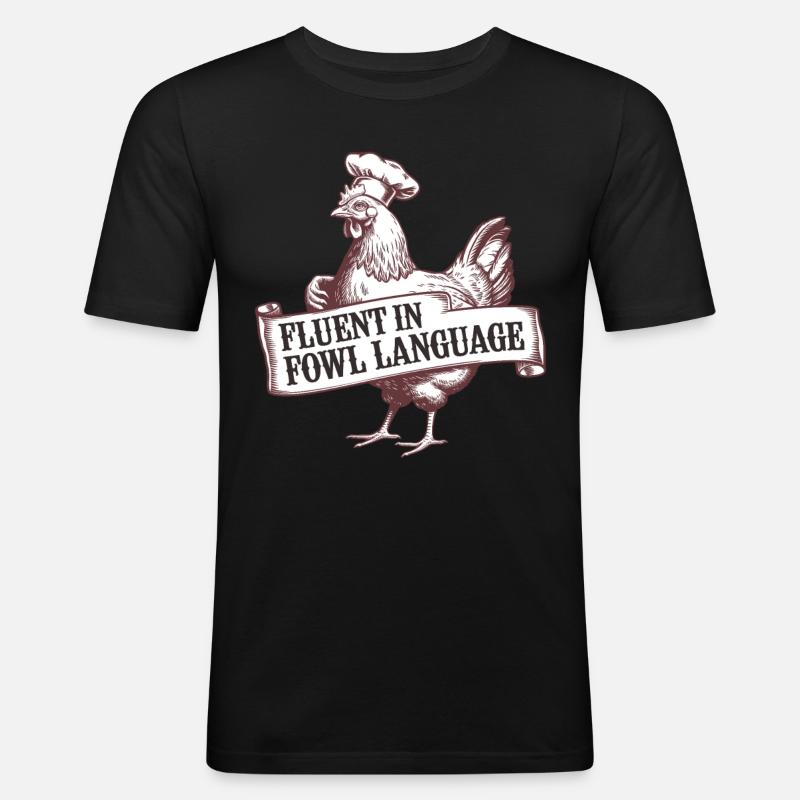 Witziger Hühner Spruch - Männer Slim Fit T-Shirt - Schwarz