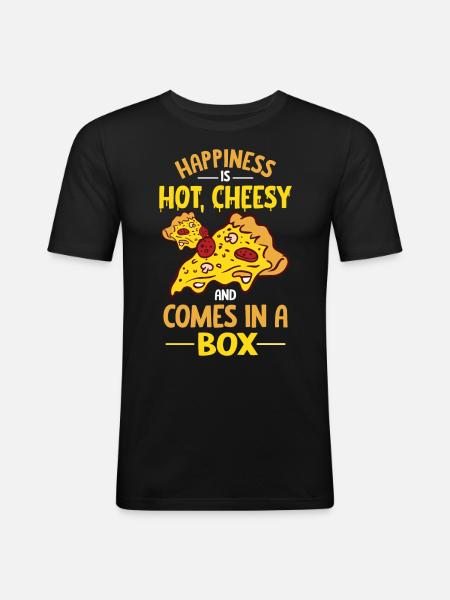 Funny pizza saying - Men's Slim Fit T-Shirt - black
