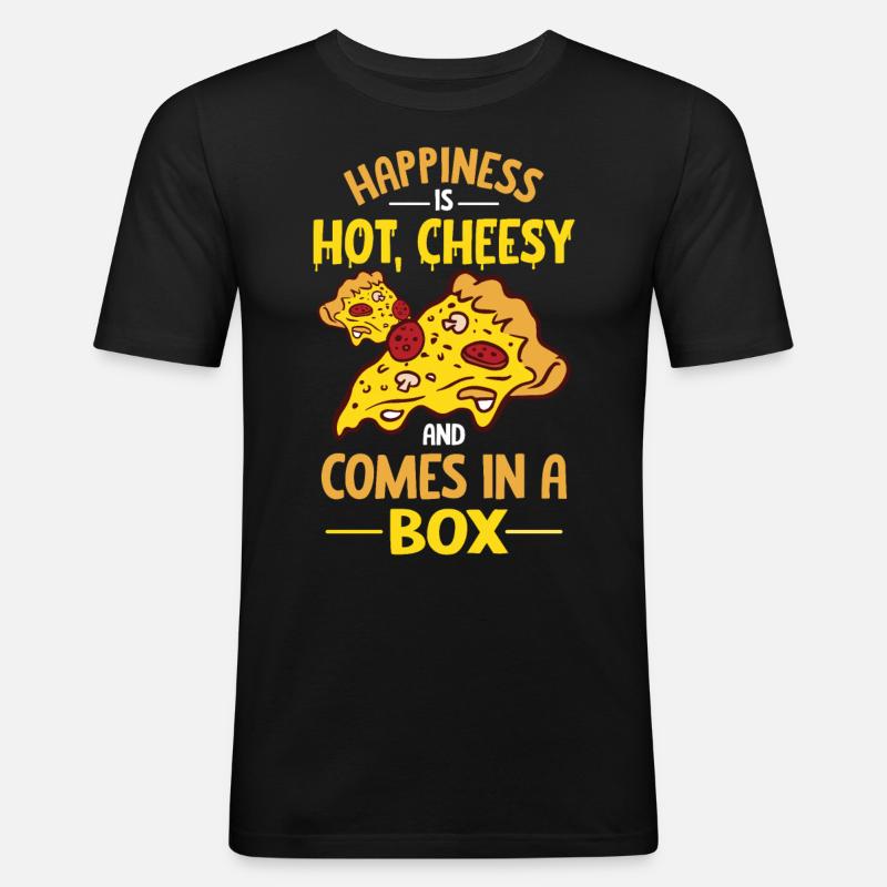 Witziger Pizza Spruch - Männer Slim Fit T-Shirt - Schwarz